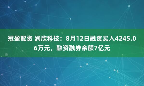 冠盈配资 润欣科技:8月12日融资买入4245.06万元,融资融券余额7亿元