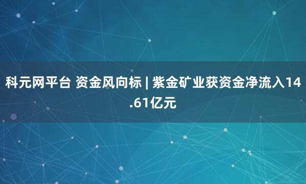 科元网平台 资金风向标 | 紫金矿业获资金净流入14.61亿元
